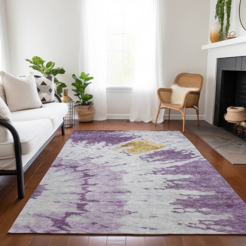 Machine Washable Indoor/ Outdoor Chantille Tie Dye Modern Rug