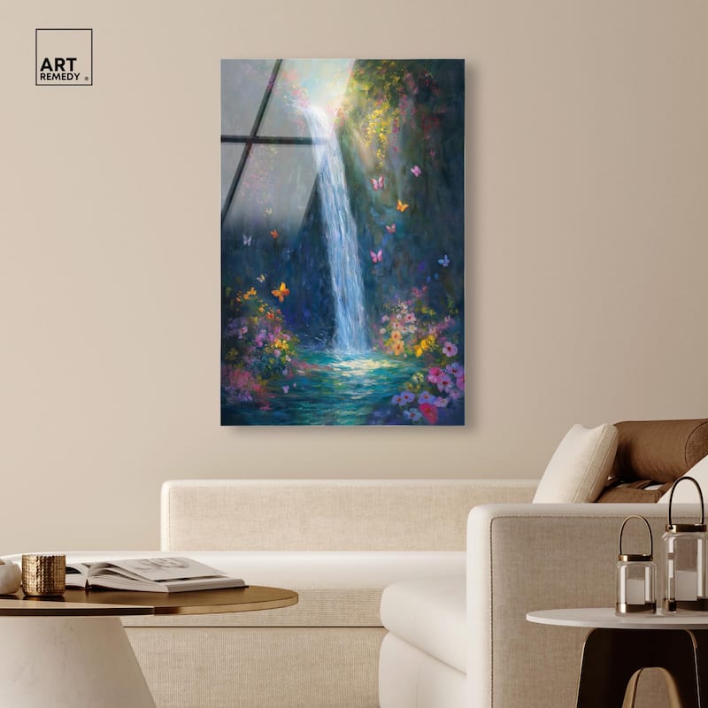 Hidden Falls II Acrylic by Art Remedy, Ready to Hang