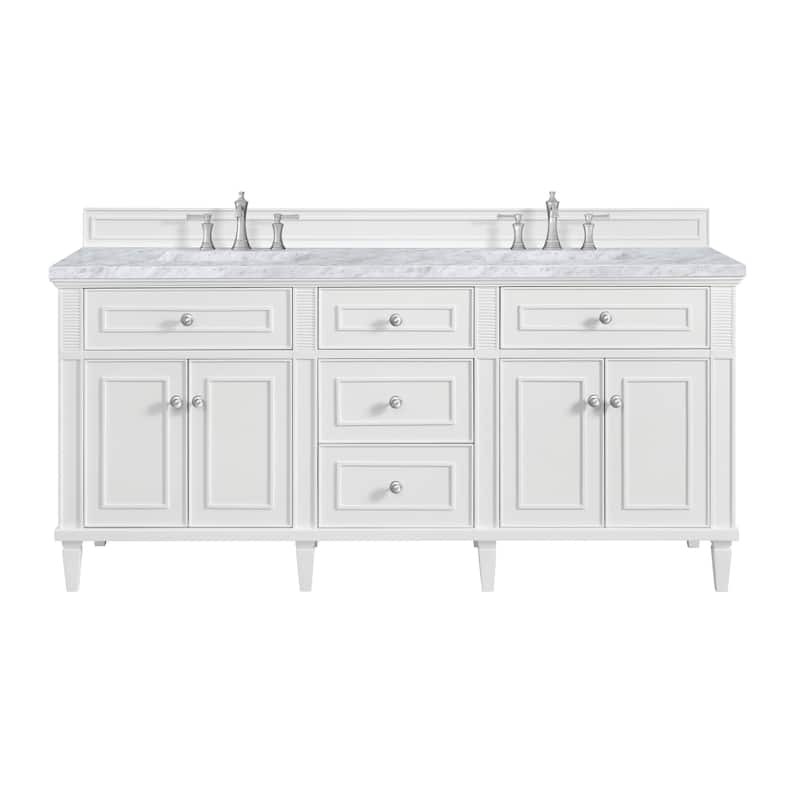 James Martin Vanities 424-V72-3CAR Lorelai 72" Double Basin Wood - Bright White - Painted