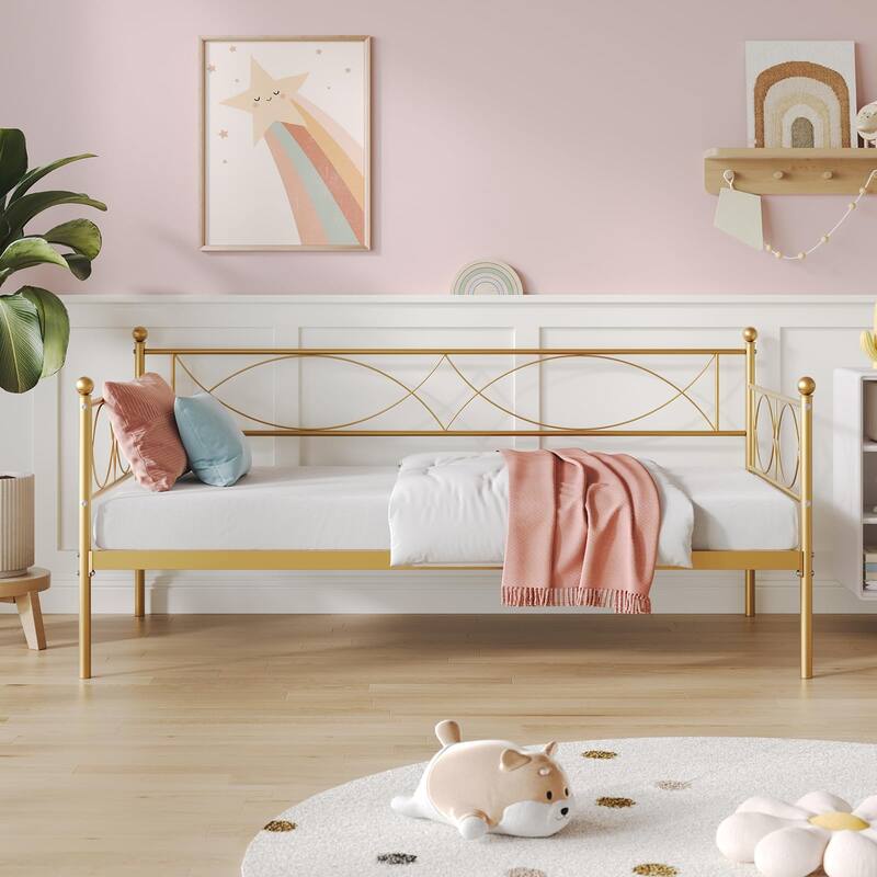 Twin daybed with Trundle,Metal Twin Daybed,Day Bed Sofa Bed Frame with Steel Slat Support,Multifunctional Daybed Frame