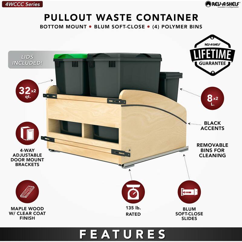 Rev-A-Shelf 4WCC-2432DM-418 Craftsman 21" Wide Designer Solid Maple