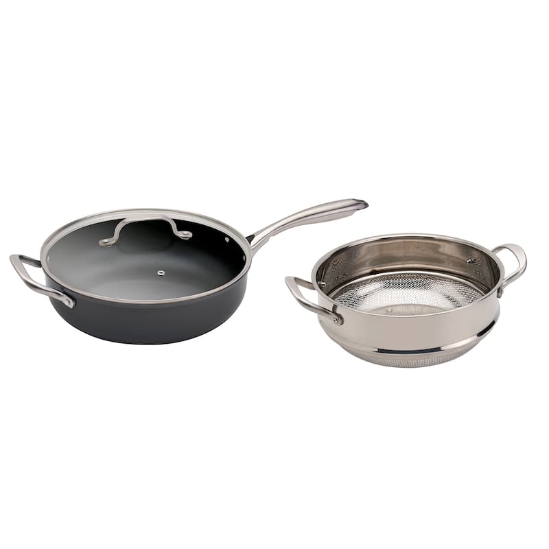 Denmark Tools for Cooks 3-piece Alum Favorite Saute Steamer Pan - Gray