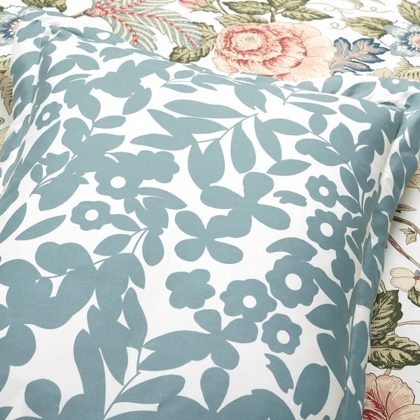 Lush Decor Sydney Floral Comforter Set, 7-Piece Full/Queen, Green & Blue Cottagecore Bedding