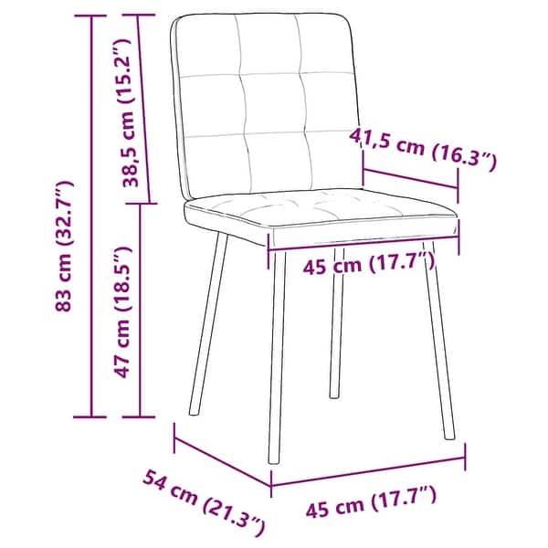 dimension image slide 1 of 2, vidaXL Dining Chairs 2/4/6 pcs Black Velvet - 17.7" x 21.3" x 32.7"