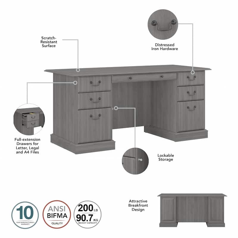 Bush Furniture Saratoga Executive Desk with Drawers and Storage