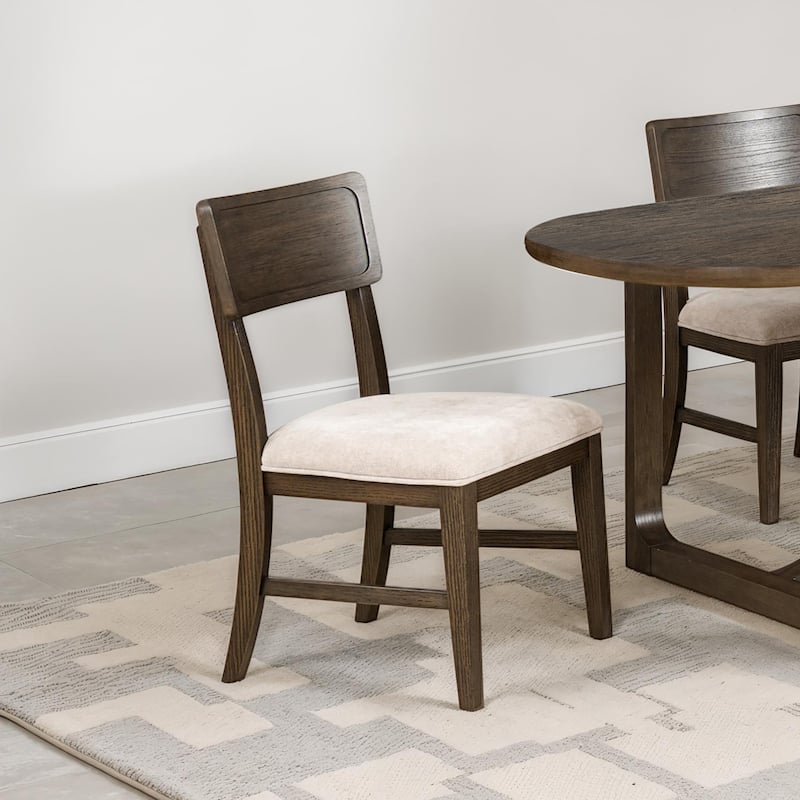 Furniture of America Laria Modern Farmhouse Dark Walnut Solid Wood Dining Chair with Padded Seat (Set of 2)