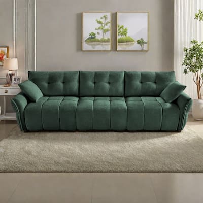 110.2" Chenille 4-Seat Sofa with Tufted Design,High-Resilience Sponge Cushions