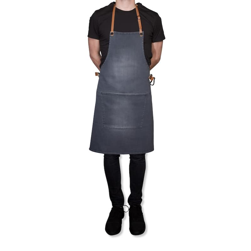 BBQ Style Denim Kitchen Apron - 36.25" - Gray