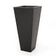 preview thumbnail 10 of 20, Ella Outdoor Modern Cast Stone Planter by Christopher Knight Home 13.00" L x 13.00" W x 28.50" H - Matte Black
