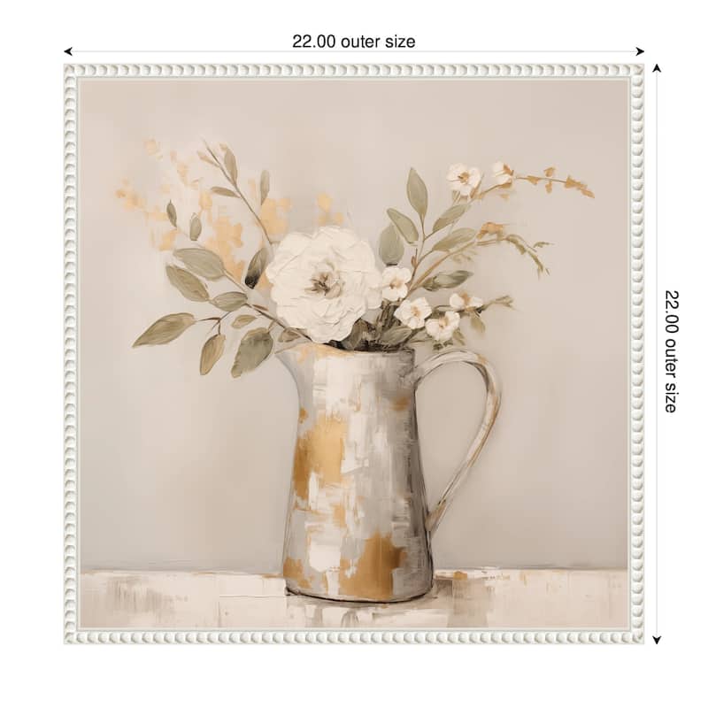 Kate and Laurel Sylvie Pitcher with Flowers Boho Country 1 Framed Canvas by The Creative Bunch Studio