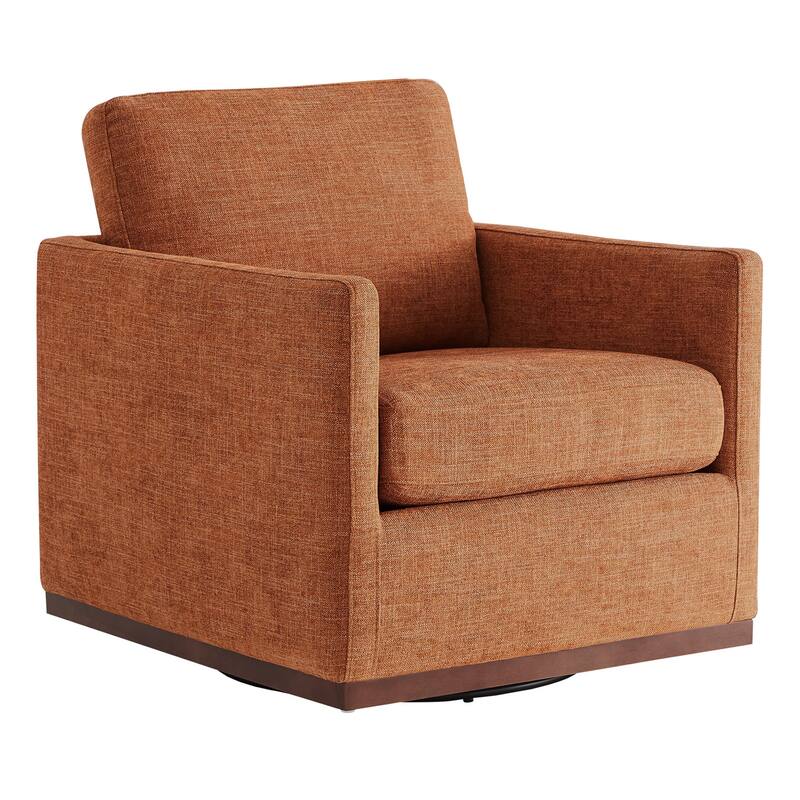 Spruce & Spring Modern Swivel Accent Chair with Wooden Base