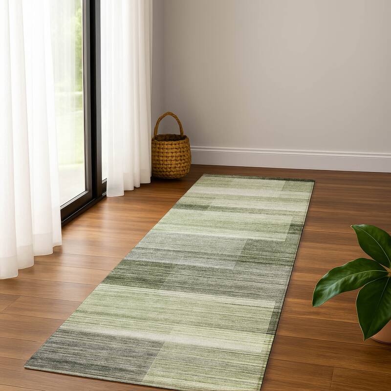 Premium Washable Super Soft Ombre Layers Mayfield Rug - Green - 2'3" x 7'6"