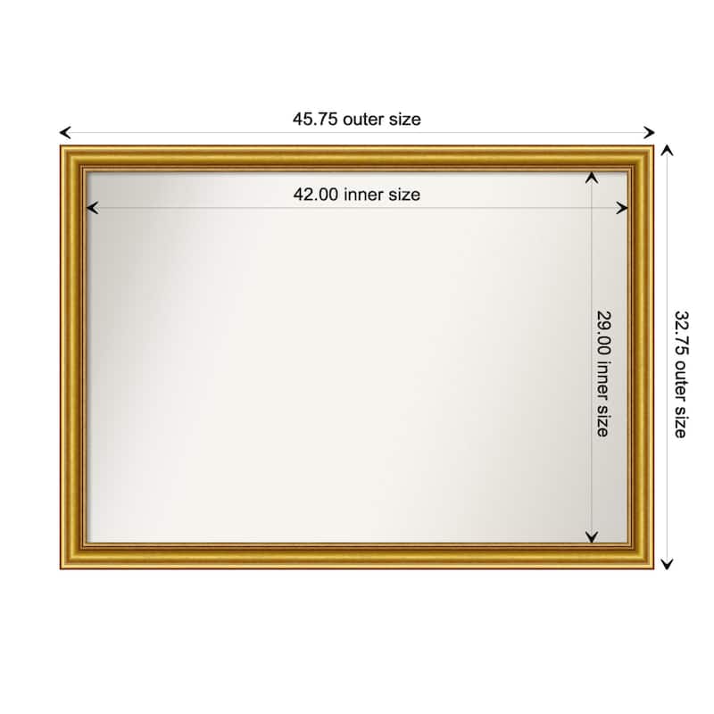 Townhouse Gold Framed Non-Beveled Custom Wall Mirror, Bathroom Vanity Mirror - Outer Size: 45.75 x 32.75
