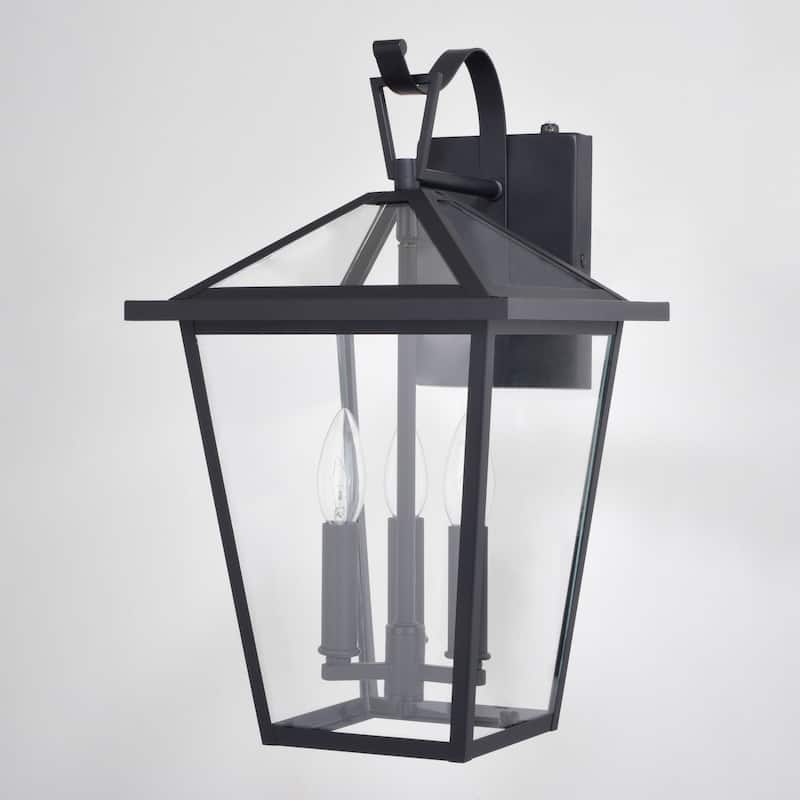 Derby Dusk to Dawn Outdoor Wall Light Lantern Clear Glass Shade, LED Compatible