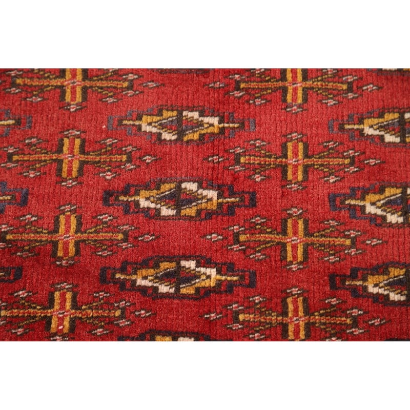 Geometric Turkoman Persian Square Rug Hand-Knotted Wool Carpet - 3'4" x 3'4"