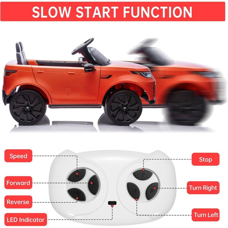 12V Kids Ride On Car,Licensed Land Rover Style, 4.5Ah Battery, 2 Motors, 3 Speed Modes, Safety Features