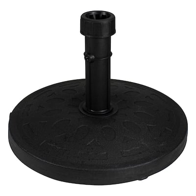 Black Flat Round Resin Base Stand for Patio Umbrella - 33lbs