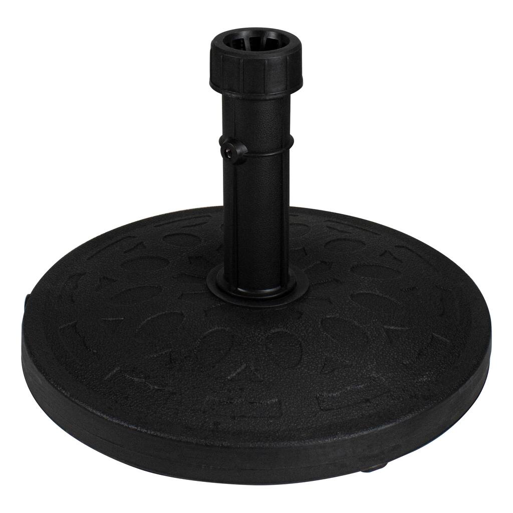 Black Flat Round Resin Base Stand for Patio Umbrella - 33lbs