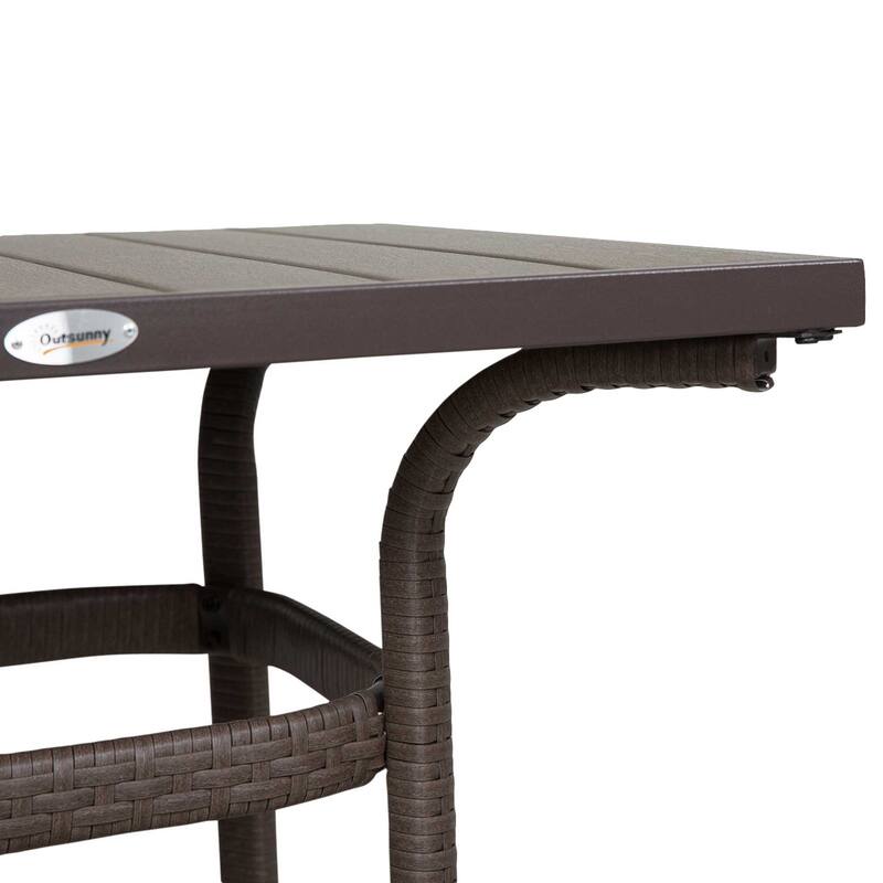 Outsunny 3-piece Outdoor PE Rattan Patio Bar Table Conversation Set