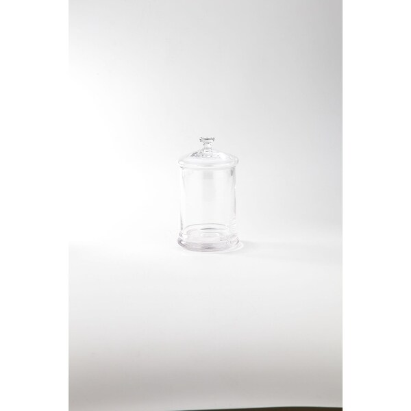 9.5" Crystal Clear Hand Blown Cylindrical Jar with Lid - N/A
