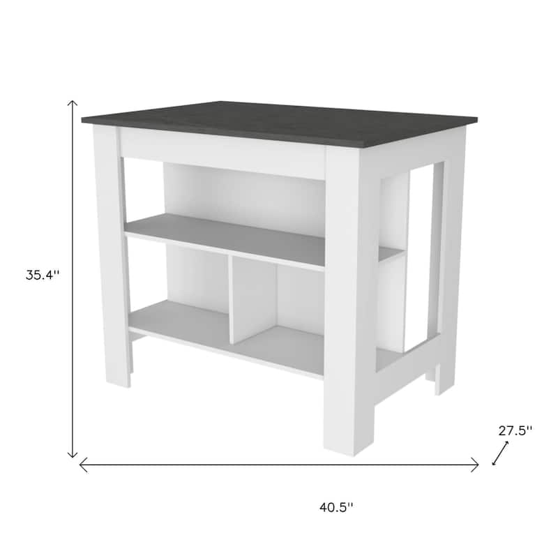 HomeRoots 41" Dark Gray and White Wood Kitchen Island Set With Storage - 40.50 in. x 35.40 in. x 27.50 in.