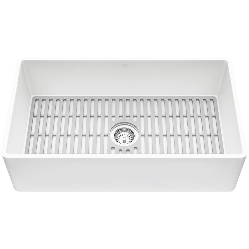 VIGO Matte Stone™ Single Bowl Flat Apron Farmhouse Kitchen Sink Set