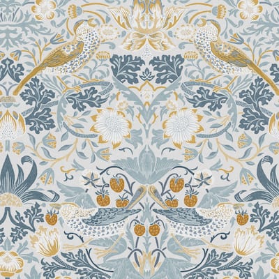 William Morris Strawberry Thief Soft Blue Wallpaper