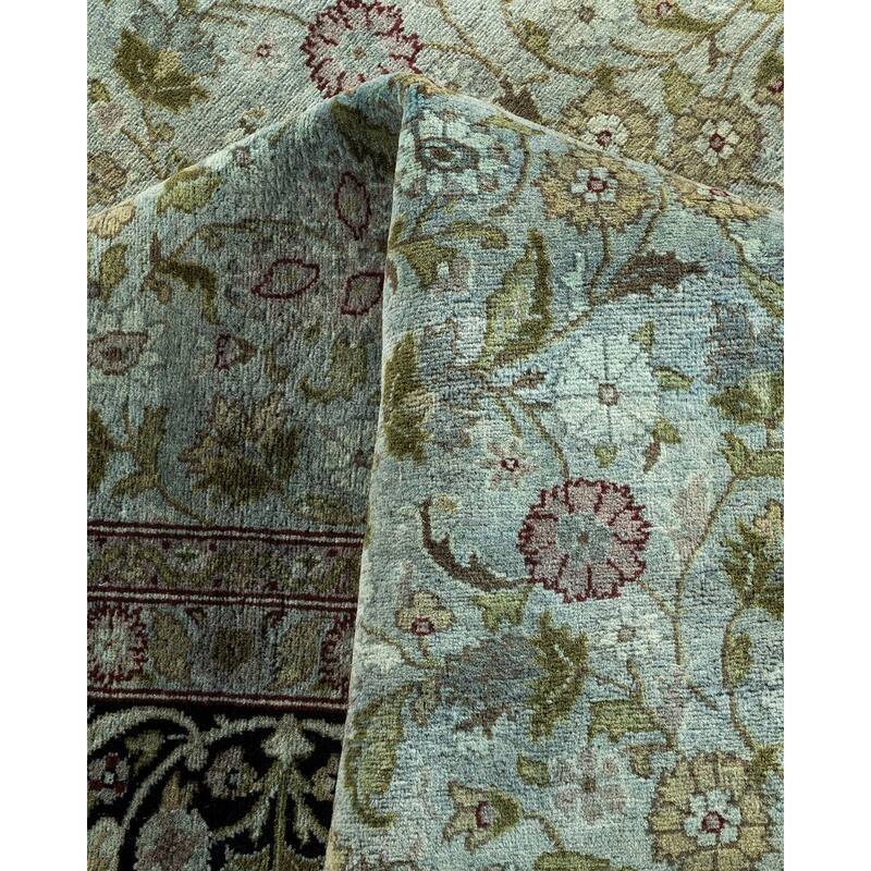 Overton Hand Knotted Wool Vintage Inspired Modern Contemporary Overdyed Gray Area Rug - 6' 3" x 9' 1"