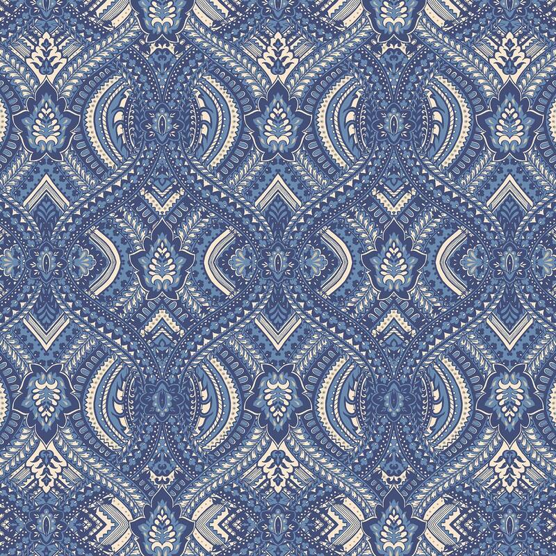 Hoopla Walls Ogee Navy Blue Peel and Stick Wallpaper - N/A