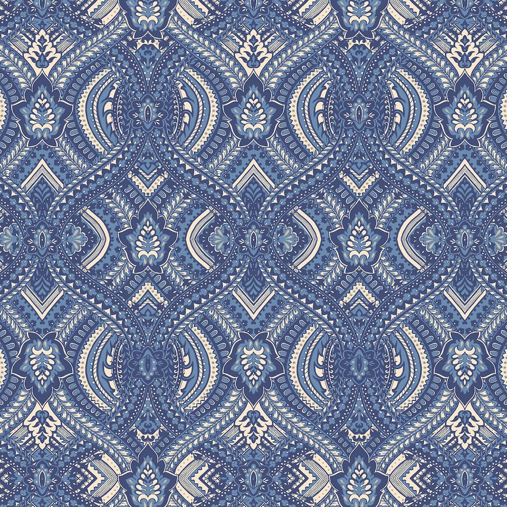 Hoopla Walls Ogee Navy Blue Peel and Stick Wallpaper - N/A