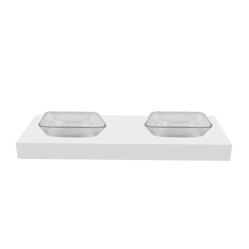 CastelloUSA 18" Rectangle Decorative Clear Crystal Sink With Base