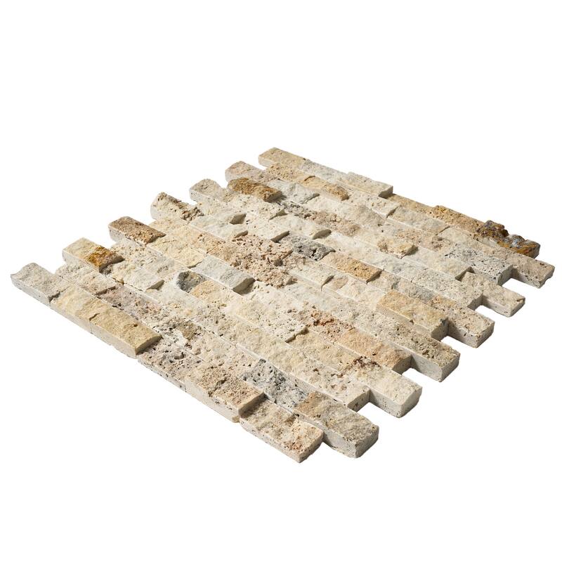 Rustic Desert Travertine 1" x 2" Split Face Mosaic