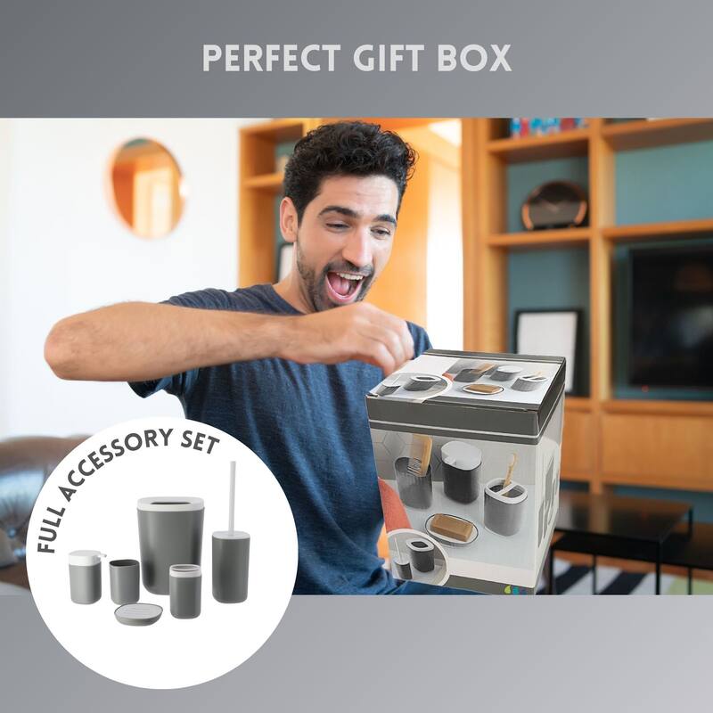 6-Piece Bathroom Accessories Set Modern Design - N/A