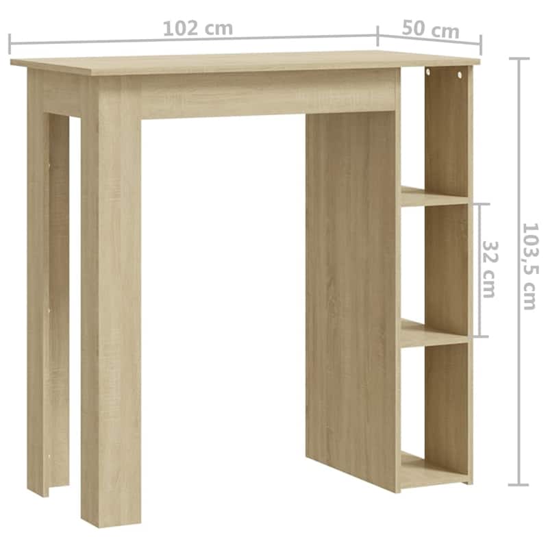 vidaXL Bar Table Kitchen Pub Table Bistro Table with Shelf Engineered Wood - 40.2" x 19.7" x 40.7"