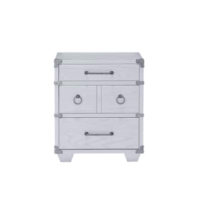 Wooden Nightstand with 3 Drawers Storage in Gray
