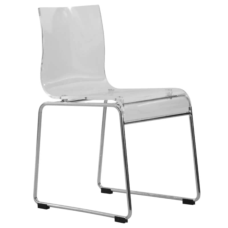 Lima Modern Transparent Acrylic in Chrome Steel Frame Dining Chair - Clear