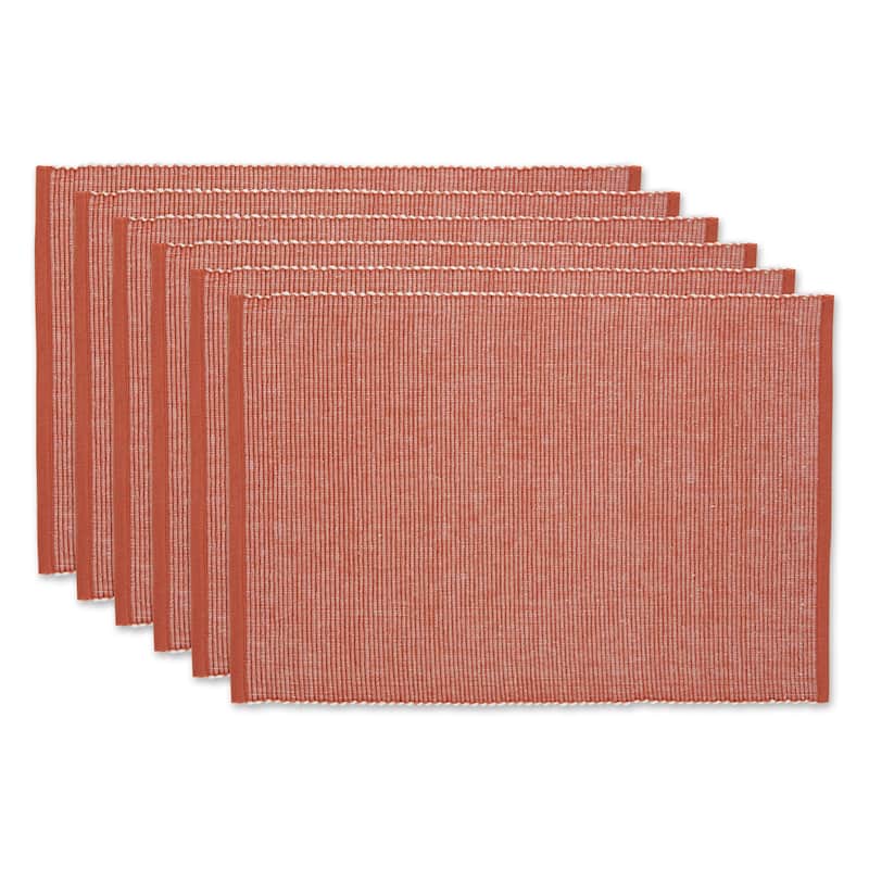 DII Black & White 2-Tone Ribbed Placemat (Set of 6) - Vintage Red
