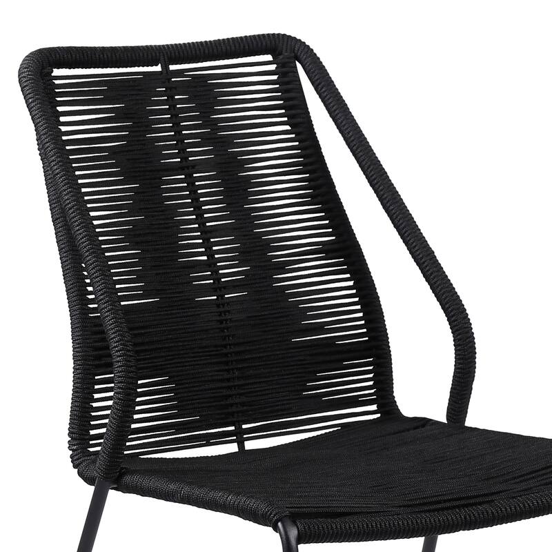 Stackable Dining Chairs - Steel Frame Rope Seat - Modern Outdoor Furniture - Set of 2