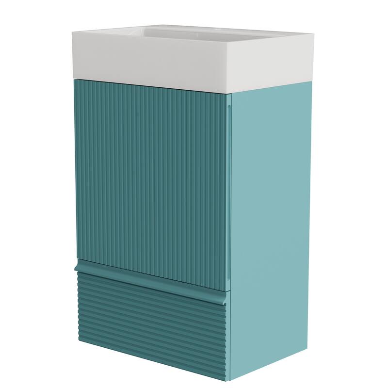 20" Striped Bathroom Vanity with Ceramic Sink, Freestanding Bathroom Cabinet for Modern Bathroom, KD