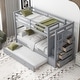 preview thumbnail 3 of 40, Twin Over Twin Bunk Bed with Trundle Bed, Staircase and 4 Storage Drawers, Solid Wood Bunk Beds with Stairs and Guardrail