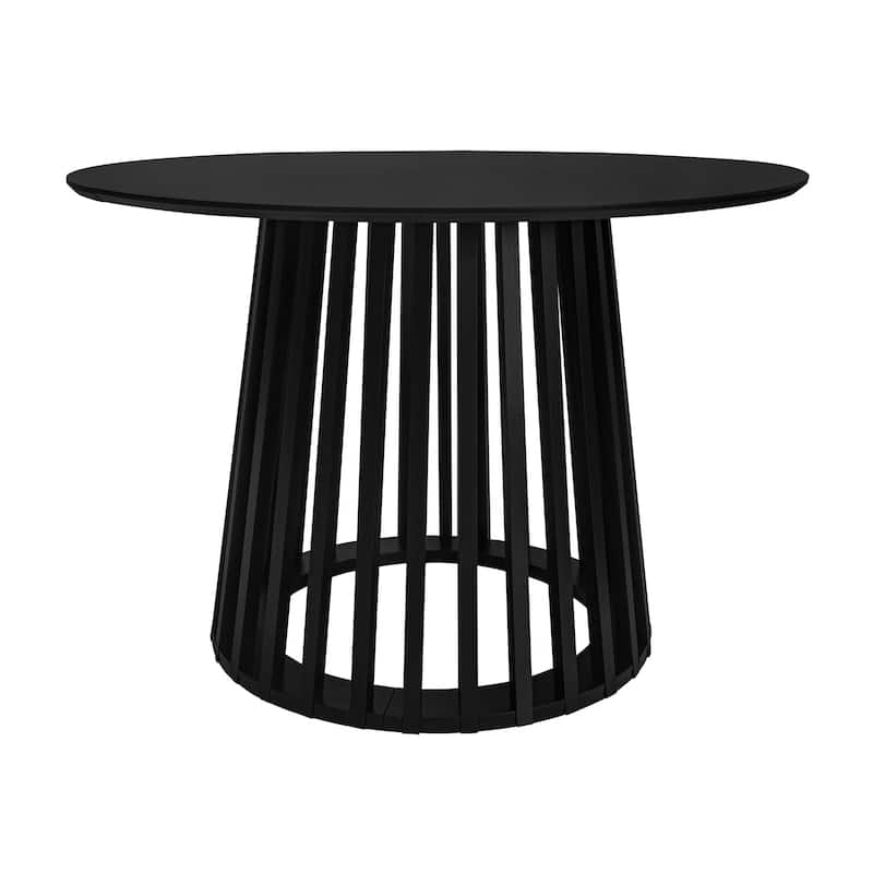 Roomfitters Round Dining Table, Modern Black Pedestal Base, Small Kitchen or Dining Room Table for 2-4 People