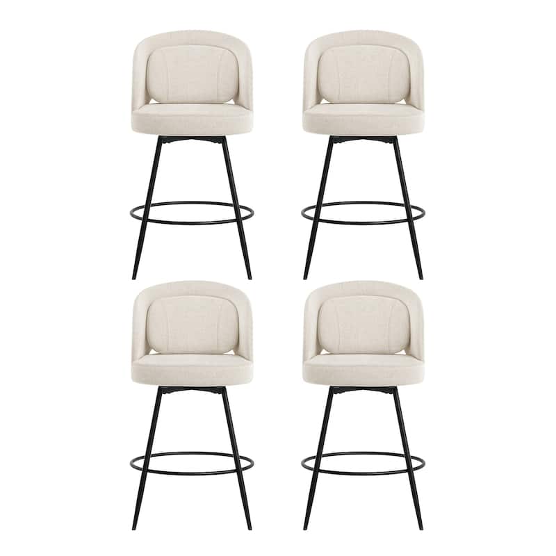 26 Inch Modern Upholstered Bar Stools, Swivel Metal Bar Stools Set Of 2/3/4, Bar Stools For Kitchen Island