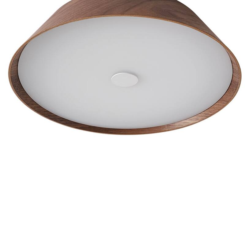 Scandinavian Wood Style Dimmable LED Flush Mount Ceiling Light 13.2in