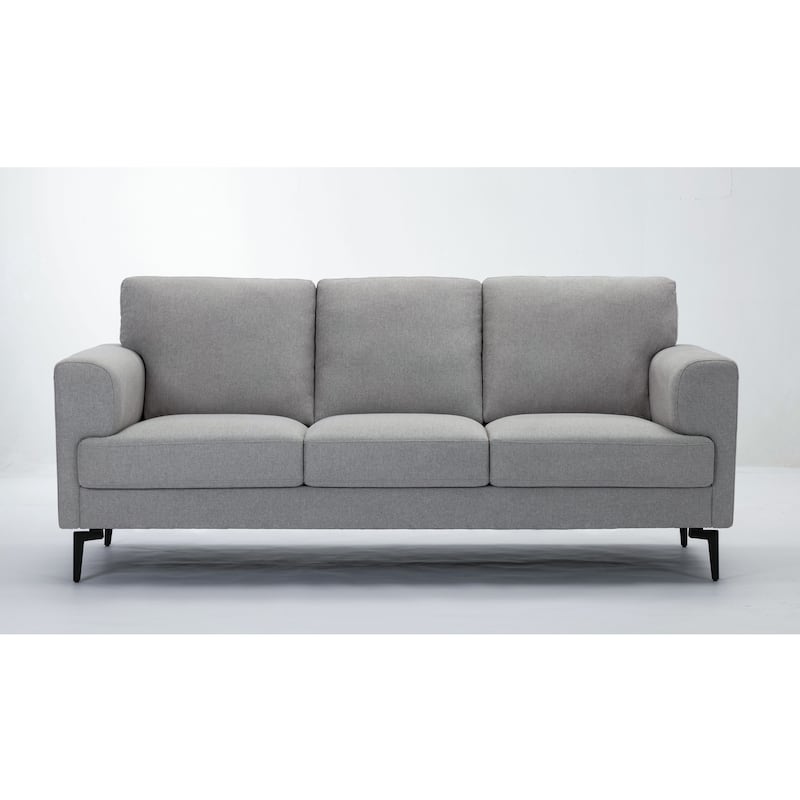 Vickery Light Gray Linen Upholstery with Loose Back Sofa