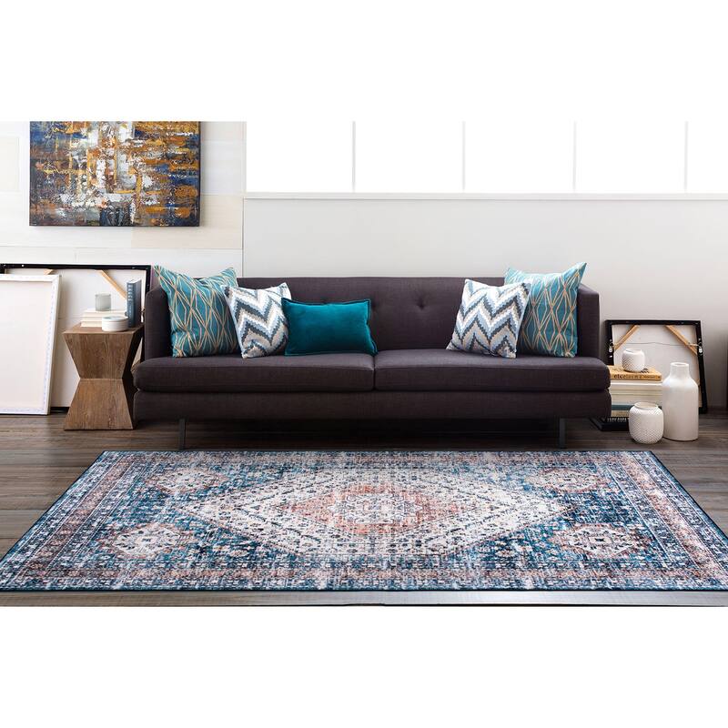 World Rug Gallery Distressed Traditional Machine Washable Area Rug