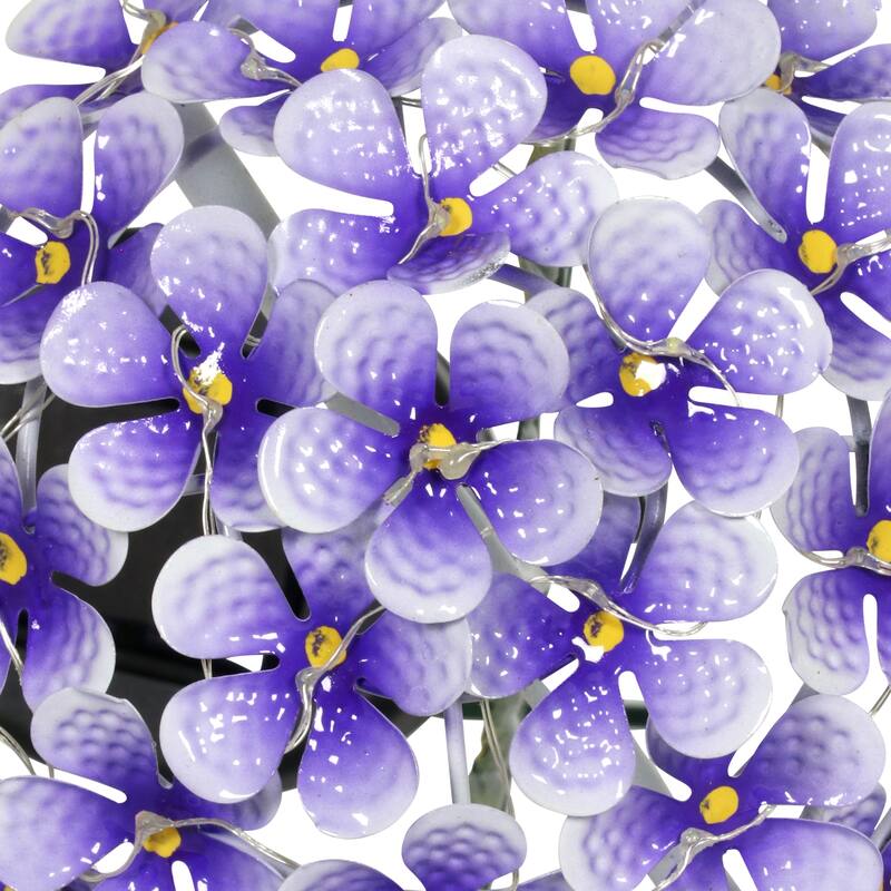 Exhart Solar Metal Hydrangea Garden Stake with Twenty Six LED lights, 7 by 21 Inches