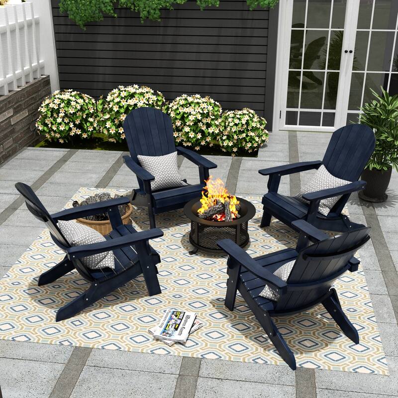 Vineyard HIPS Outdoor Folding Eco-Friendly All Weather Seashell Adirondack Chair (Set of 4)