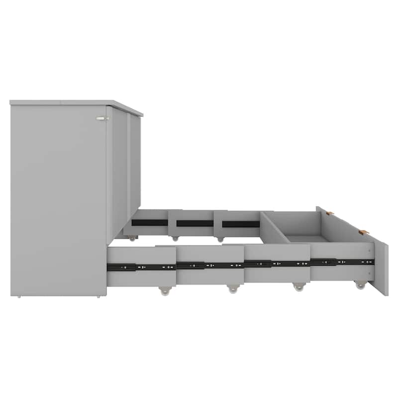 Full Size Murphy Wall Bed with Drawer and a Set of Sockets & USB Ports