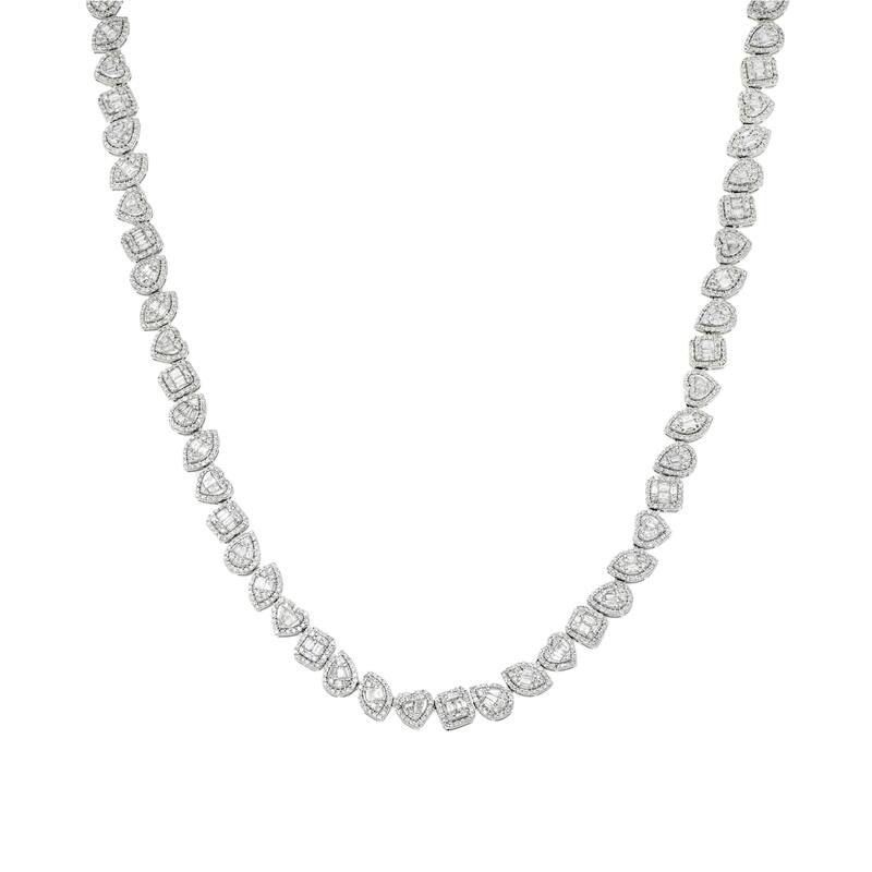House Of Leon 14K White Gold Multi Cut Diamond Necklace 23.14ct
