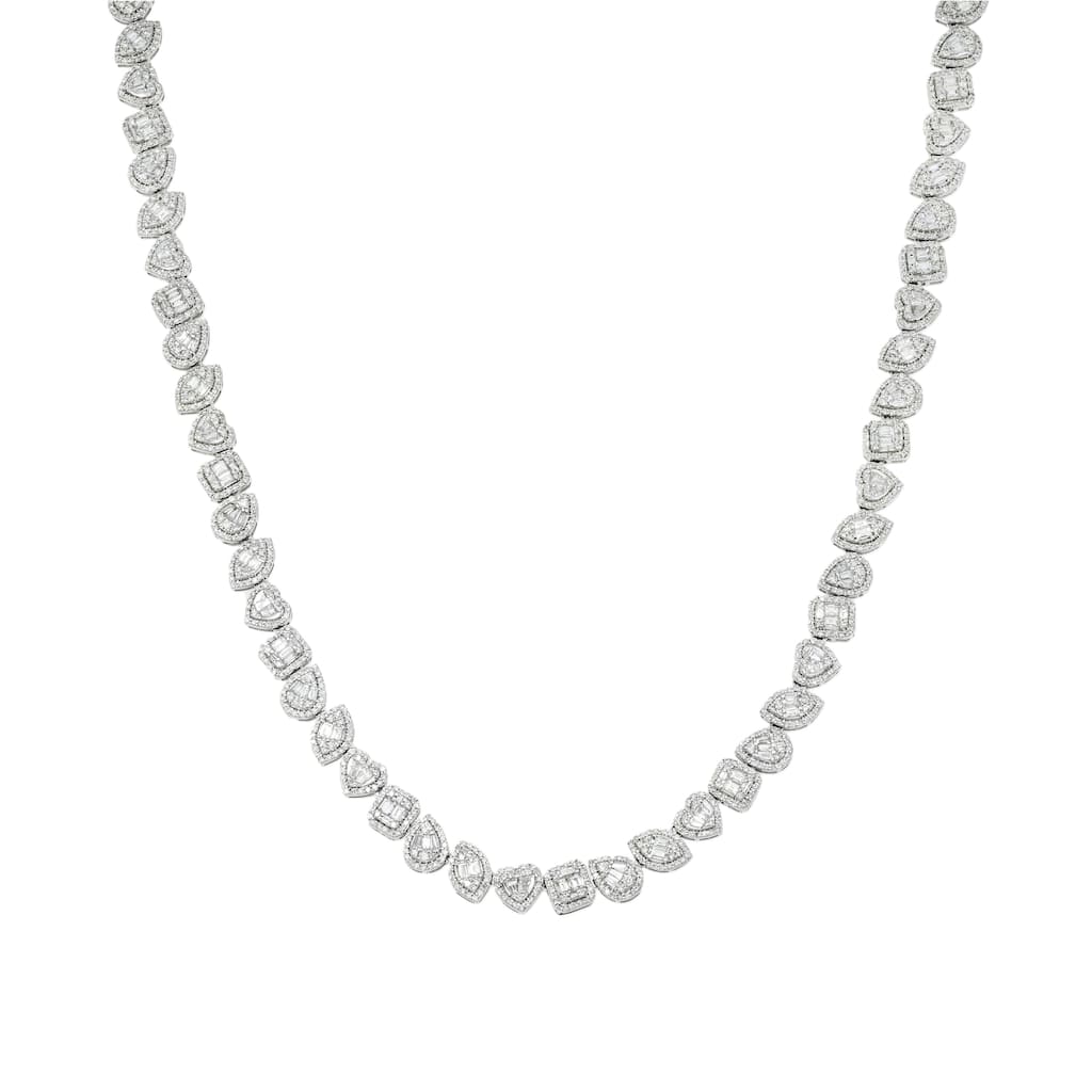 House Of Leon 14K White Gold Multi Cut Diamond Necklace 23.14ct